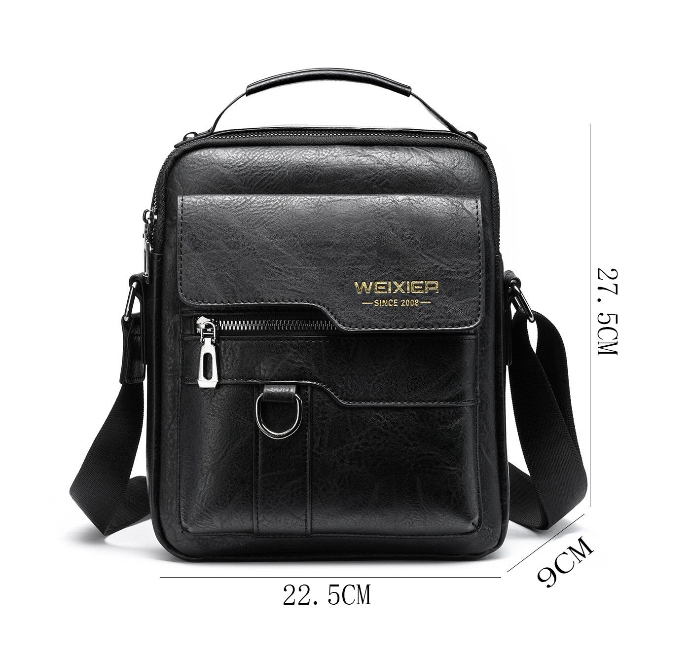 Popular Men's Messenger Bag One Shoulder Retro Business Backpack PU Leather Flaps Crossbody Bags Business Flap Male Solid Travel Bag - PryTheory