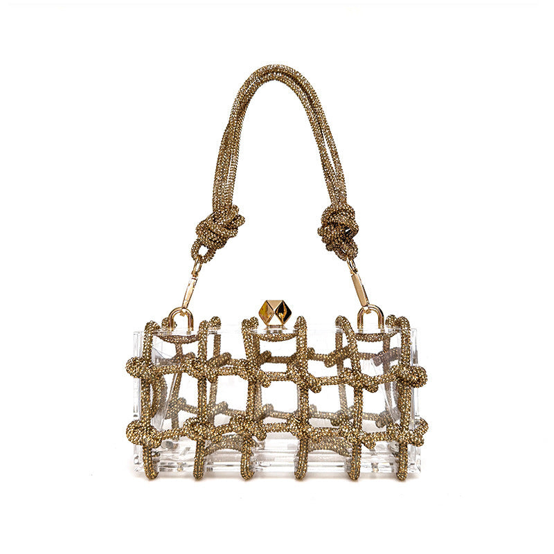 .French Sweet Shiny Rhinestone Banquet Small Square Bag - PryTheory