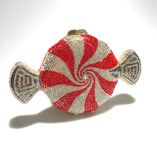 CANDY SHAPED CRYSTAL DIAMOND CLUTCH •