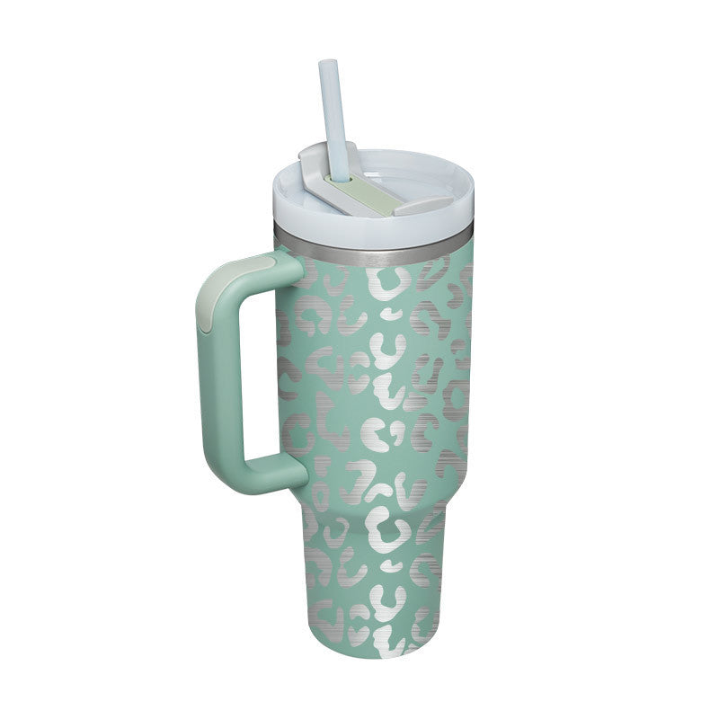 40 Oz Tumbler With Handle Straw Insulated, Stainless Steel Spill Proof Vacuum Coffee Cup Tumbler With Lid Tapered Mug Gifts For Valentine Lover Suitable For Car Gym Office Travel - PryTheory