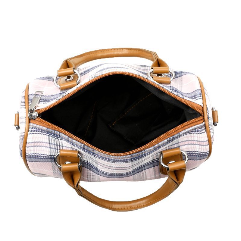 Plaid Academy Style Round Barrel Shoulder Bag - PryTheory