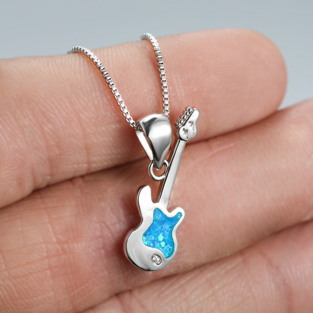 Aier Moxa Blue Opal Guitar Necklace. - PryTheory
