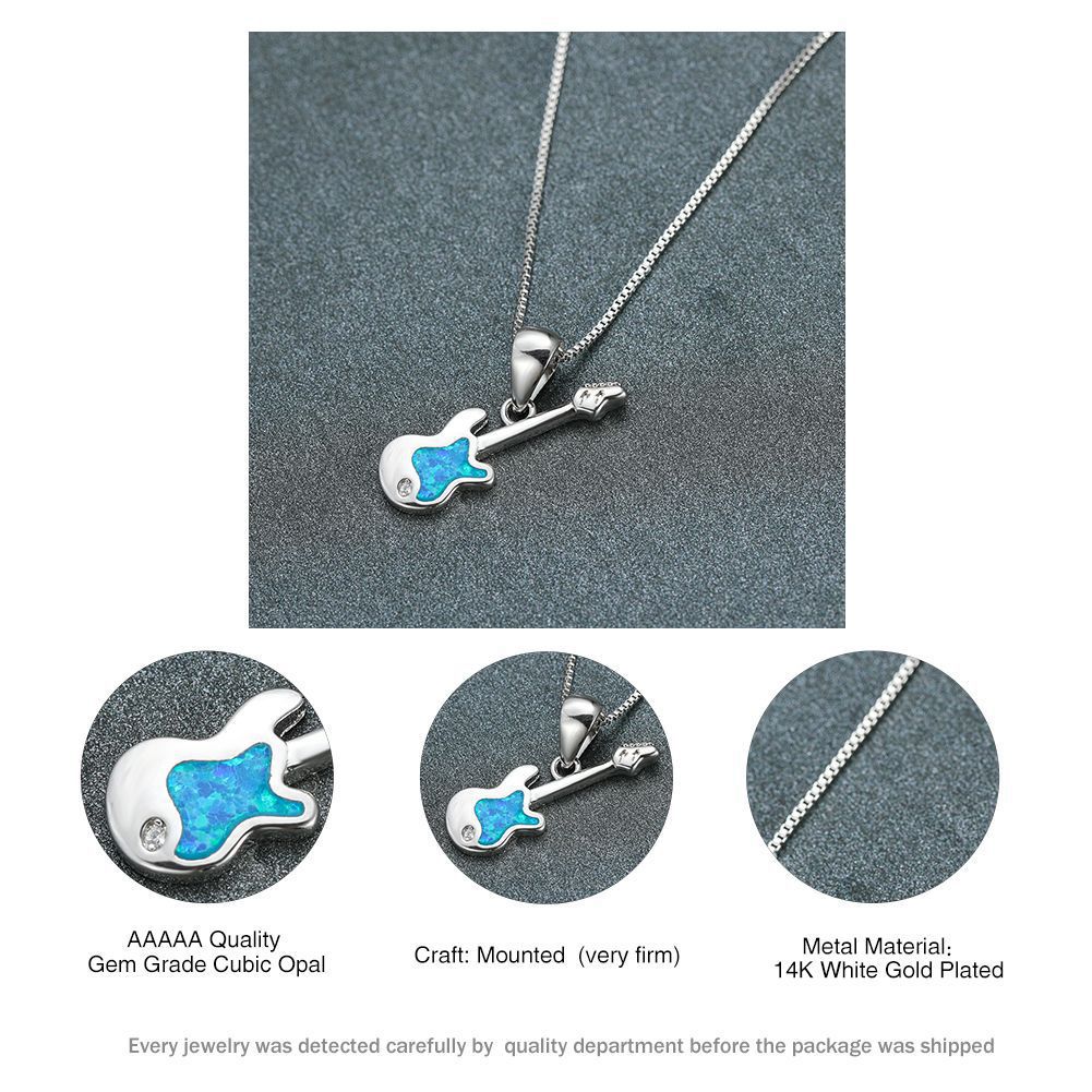 Aier Moxa Blue Opal Guitar Necklace. - PryTheory