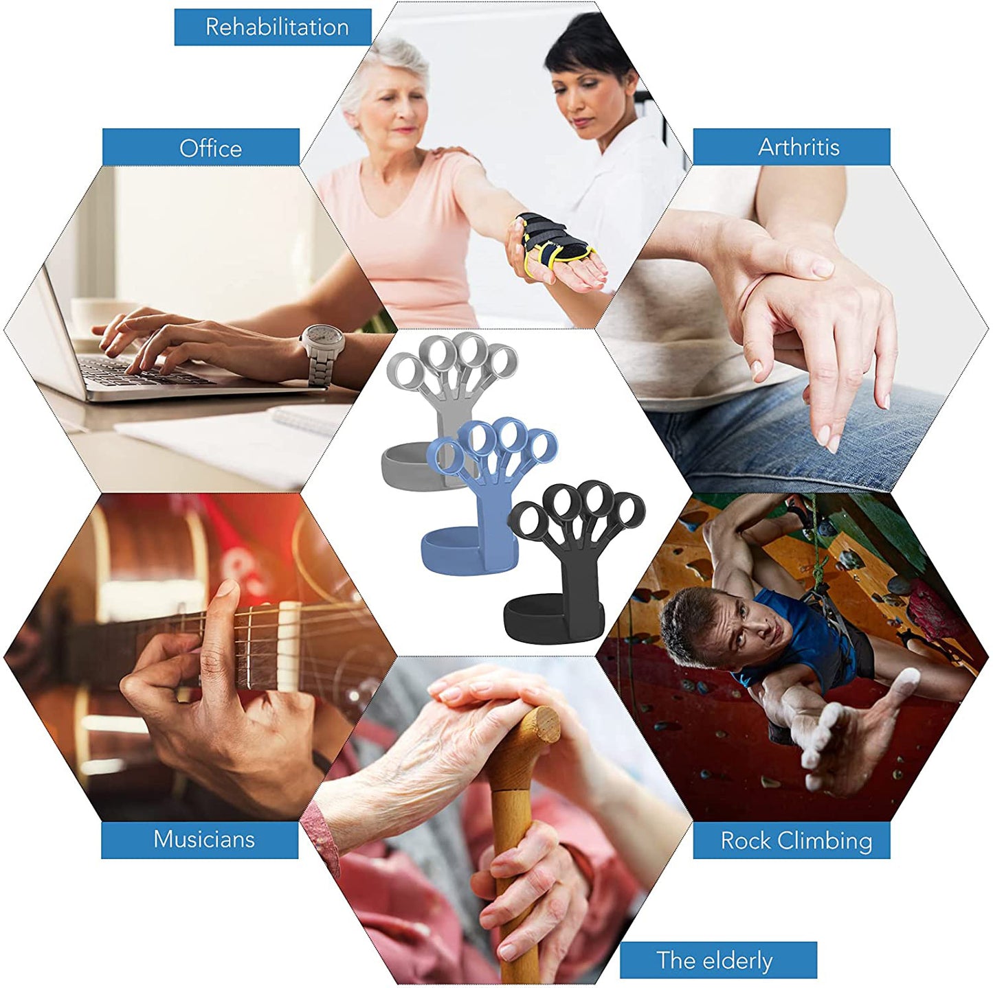 Silicone Grip Device Finger Exercise Stretcher Arthritis Hand Grip Trainer Strengthen Rehabilitation Training To Relieve Pain - PryTheory