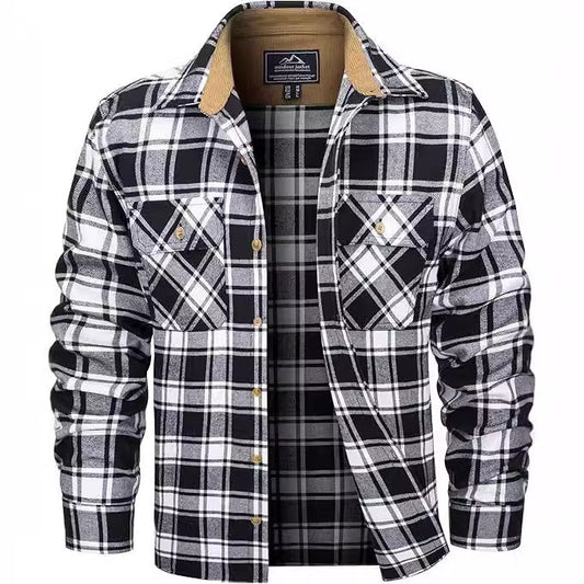 European And American Fall Winter Men's Flannel Casual Button Shirt - PryTheory