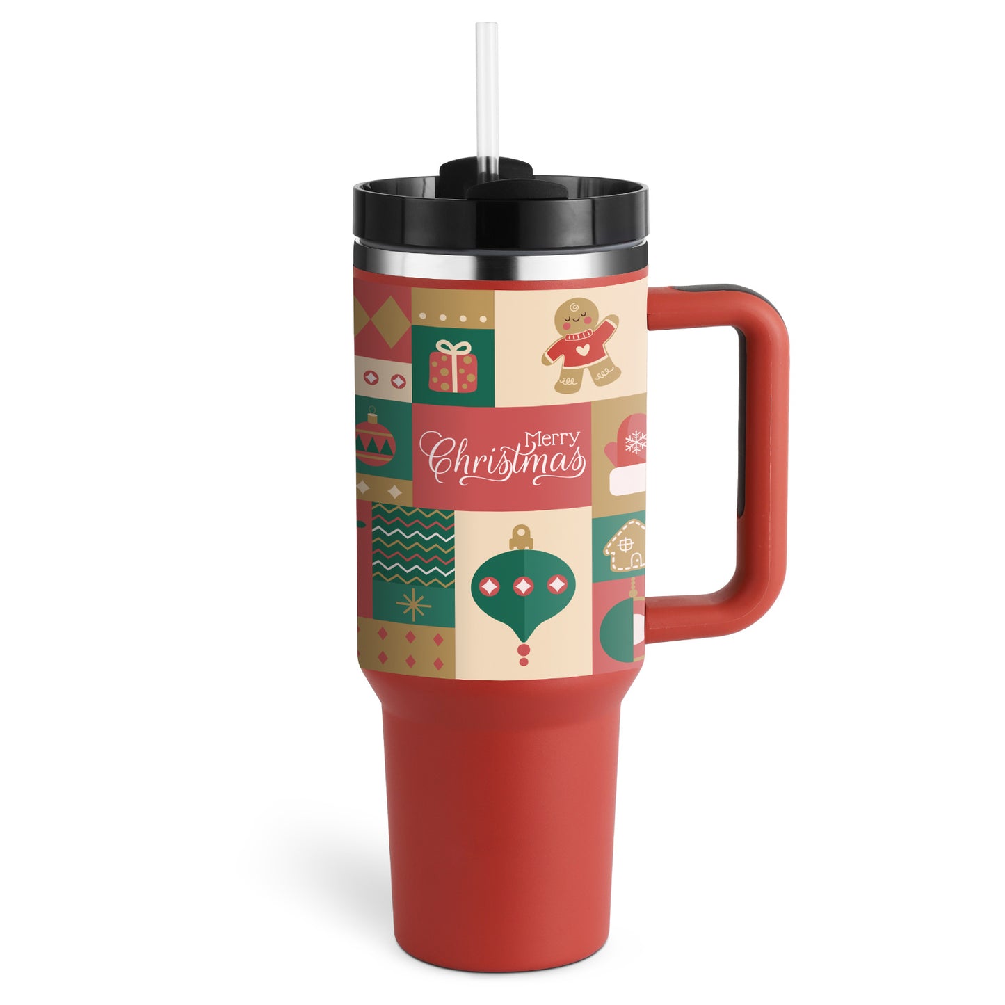 40 Oz Tumbler With Handle Straw Insulated, Stainless Steel Spill Proof Vacuum Coffee Cup Tumbler With Lid Tapered Mug Gifts For Valentine Lover Suitable For Car Gym Office Travel - PryTheory
