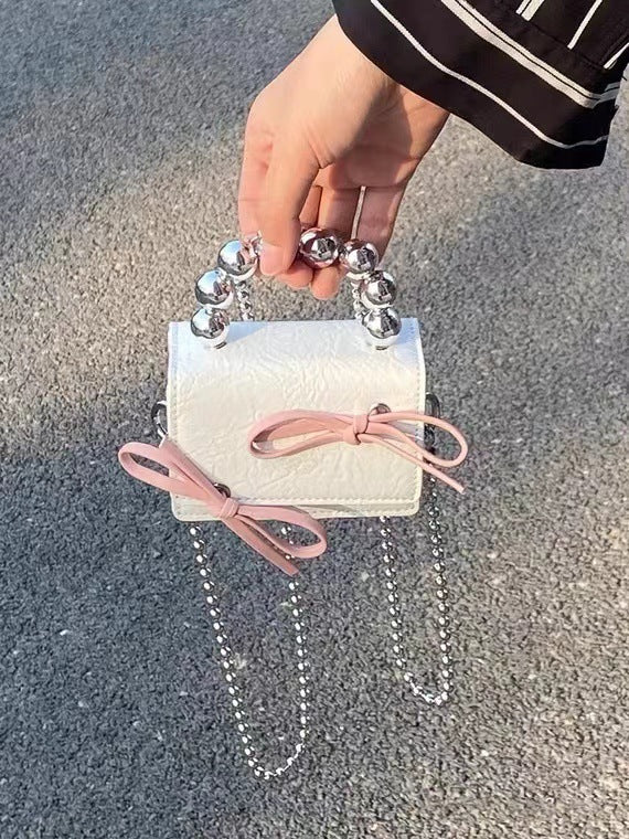 Textured Cute Bow Mini Chain Handbag. - PryTheory