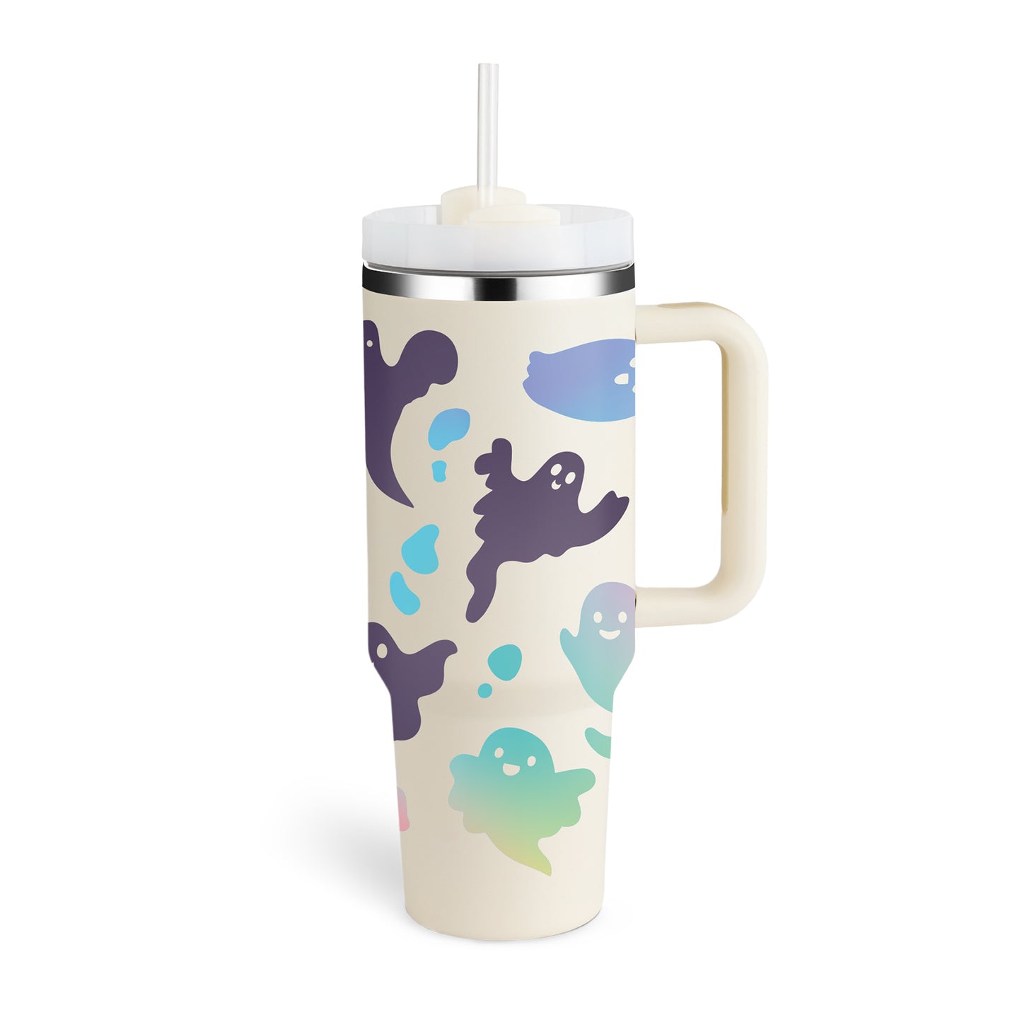 40 Oz Tumbler With Handle Straw Insulated, Stainless Steel Spill Proof Vacuum Coffee Cup Tumbler With Lid Tapered Mug Gifts For Valentine Lover Suitable For Car Gym Office Travel - PryTheory