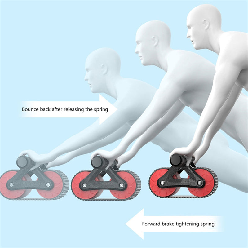 Double Wheel Abdominal Exerciser Women Men Automatic Rebound Ab Wheel Roller Waist Trainer Gym Sports Home Exercise Devices - PryTheory