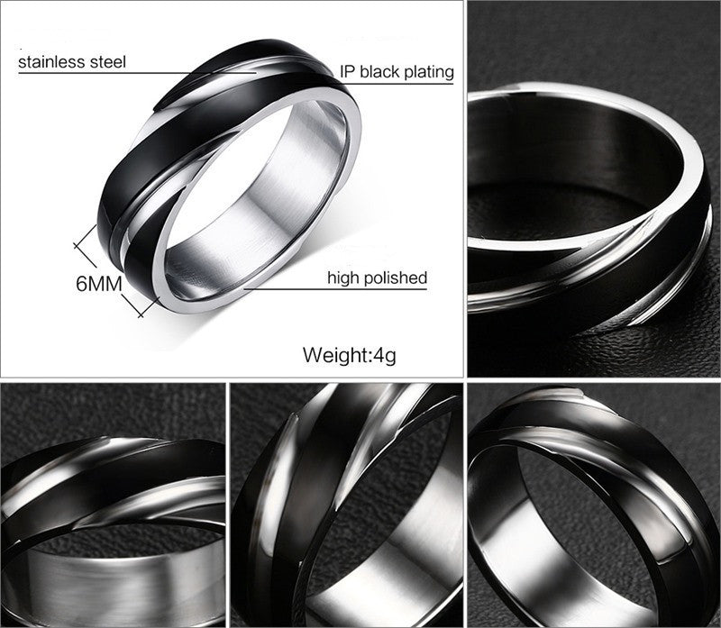 Black Titanium Steel Twill Men's Ring. - PryTheory