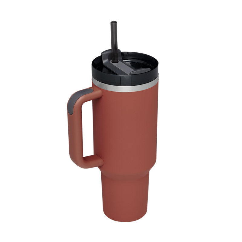40 Oz Tumbler With Handle Straw Insulated, Stainless Steel Spill Proof Vacuum Coffee Cup Tumbler With Lid Tapered Mug Gifts For Valentine Lover Suitable For Car Gym Office Travel - PryTheory