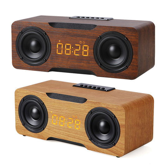 Wooden Clock Bluetooth Speaker, Support U Disk TF Card Function, Home Desktop Speaker - PryTheory