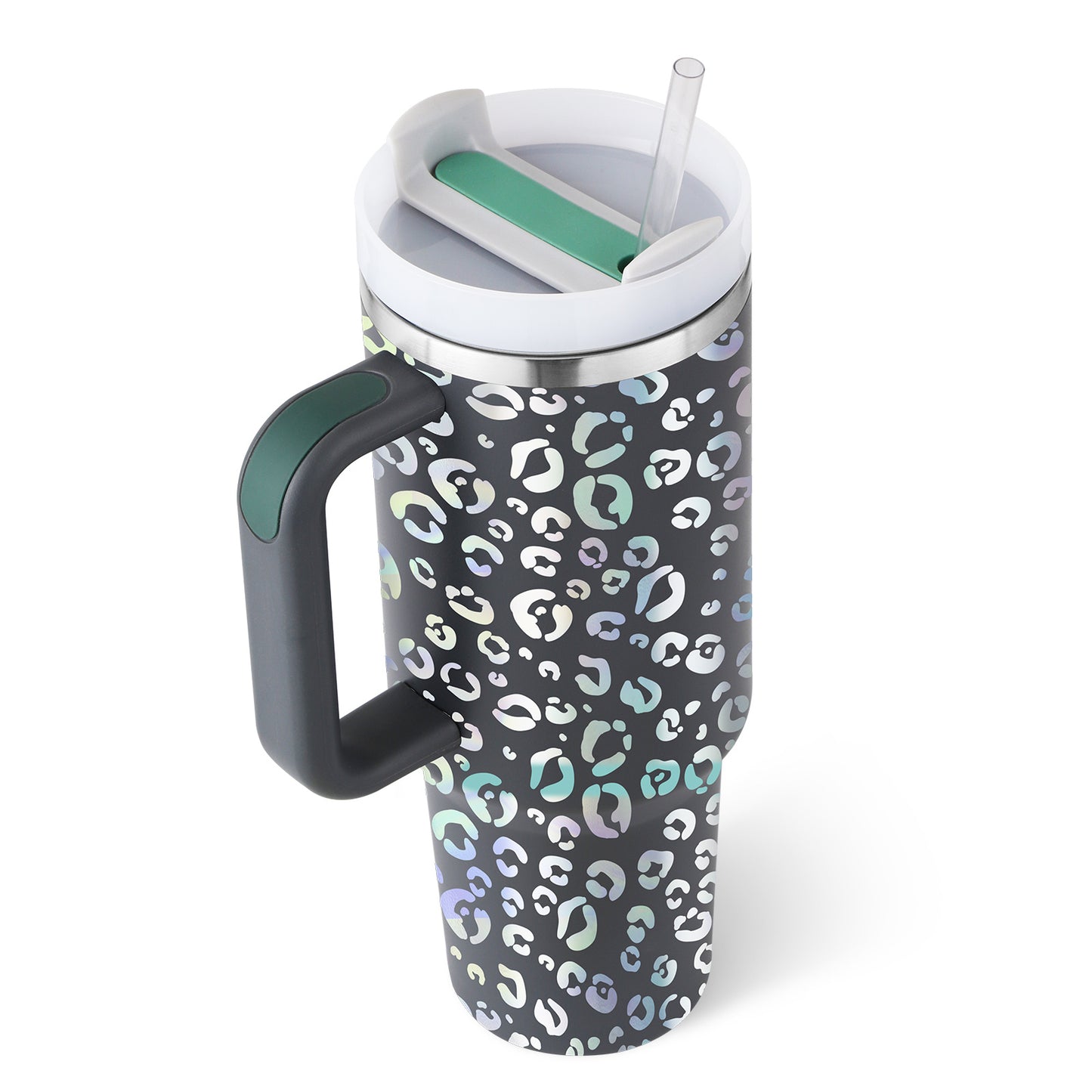 40 Oz Tumbler With Handle Straw Insulated, Stainless Steel Spill Proof Vacuum Coffee Cup Tumbler With Lid Tapered Mug Gifts For Valentine Lover Suitable For Car Gym Office Travel - PryTheory