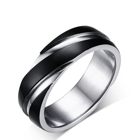 Black Titanium Steel Twill Men's Ring. - PryTheory