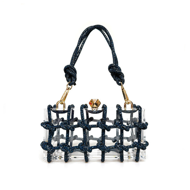 .French Sweet Shiny Rhinestone Banquet Small Square Bag - PryTheory