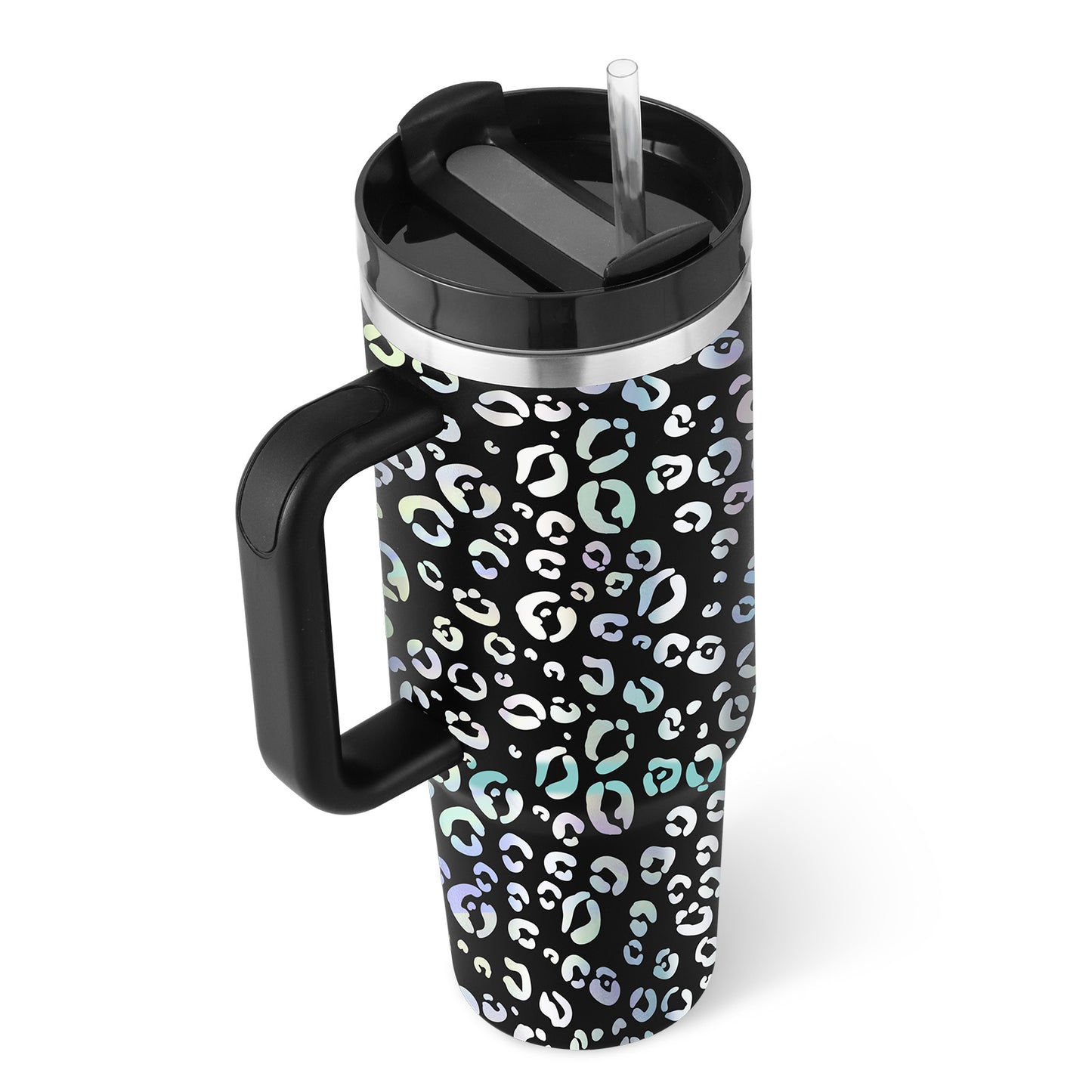 40 Oz Tumbler With Handle Straw Insulated, Stainless Steel Spill Proof Vacuum Coffee Cup Tumbler With Lid Tapered Mug Gifts For Valentine Lover Suitable For Car Gym Office Travel - PryTheory