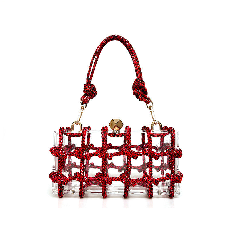 .French Sweet Shiny Rhinestone Banquet Small Square Bag - PryTheory