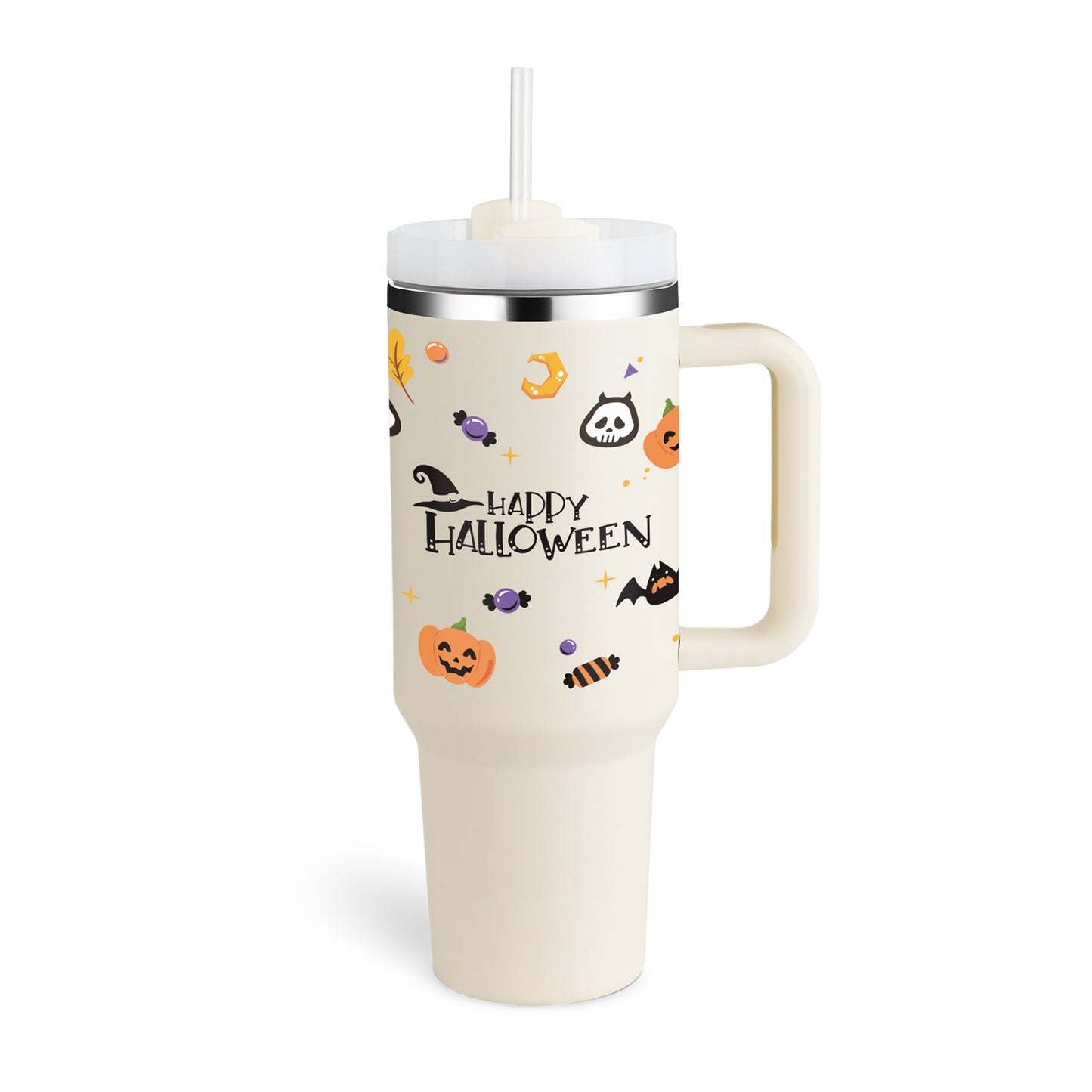 40 Oz Tumbler With Handle Straw Insulated, Stainless Steel Spill Proof Vacuum Coffee Cup Tumbler With Lid Tapered Mug Gifts For Valentine Lover Suitable For Car Gym Office Travel - PryTheory