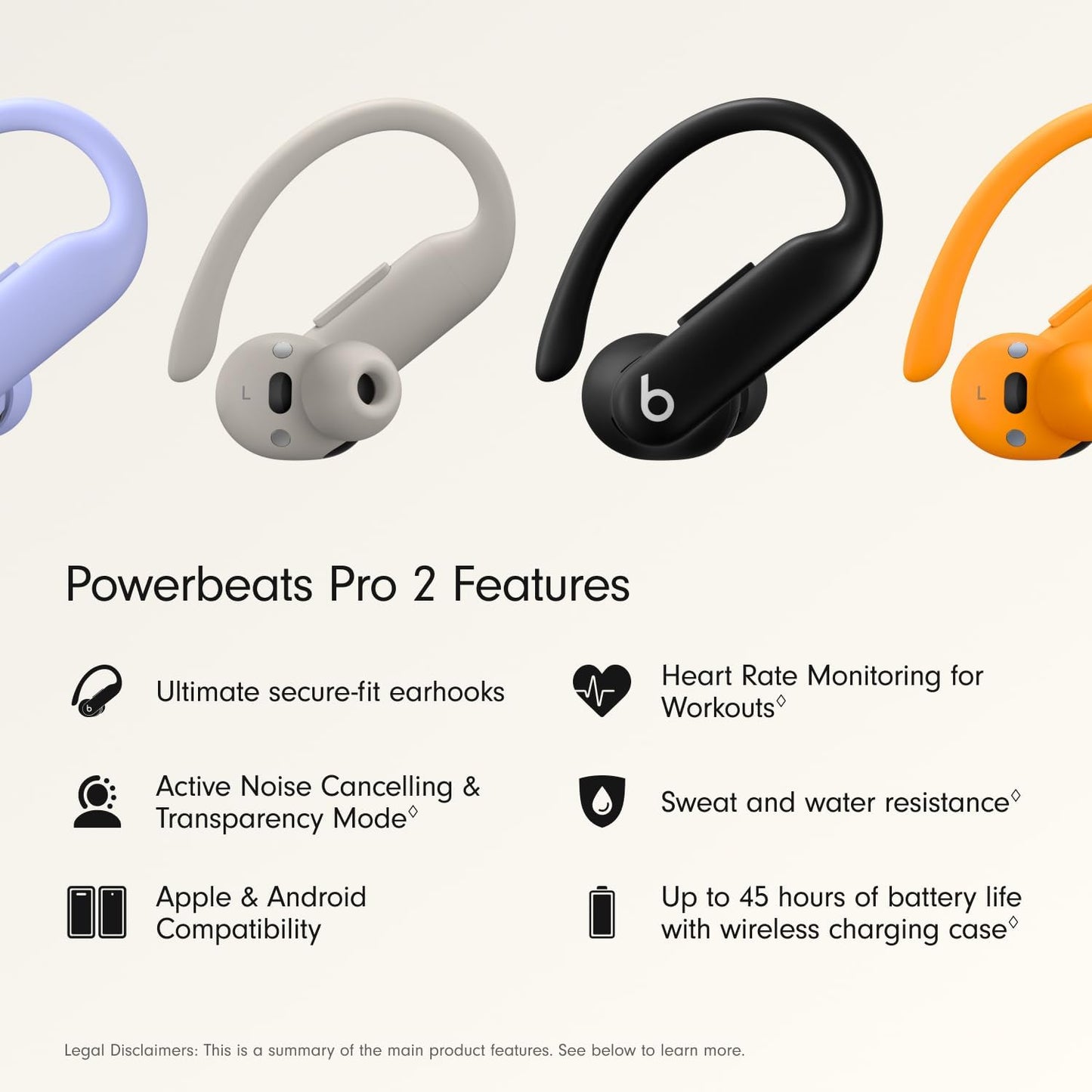 Beats Powerbeats Pro 2 Wireless Bluetooth Earbuds - Noise Cancelling, Heart Rate Monitor, IPX4, Up to 45H Battery & Charging Case, Works with Apple & Android - Jet Black (Renewed)