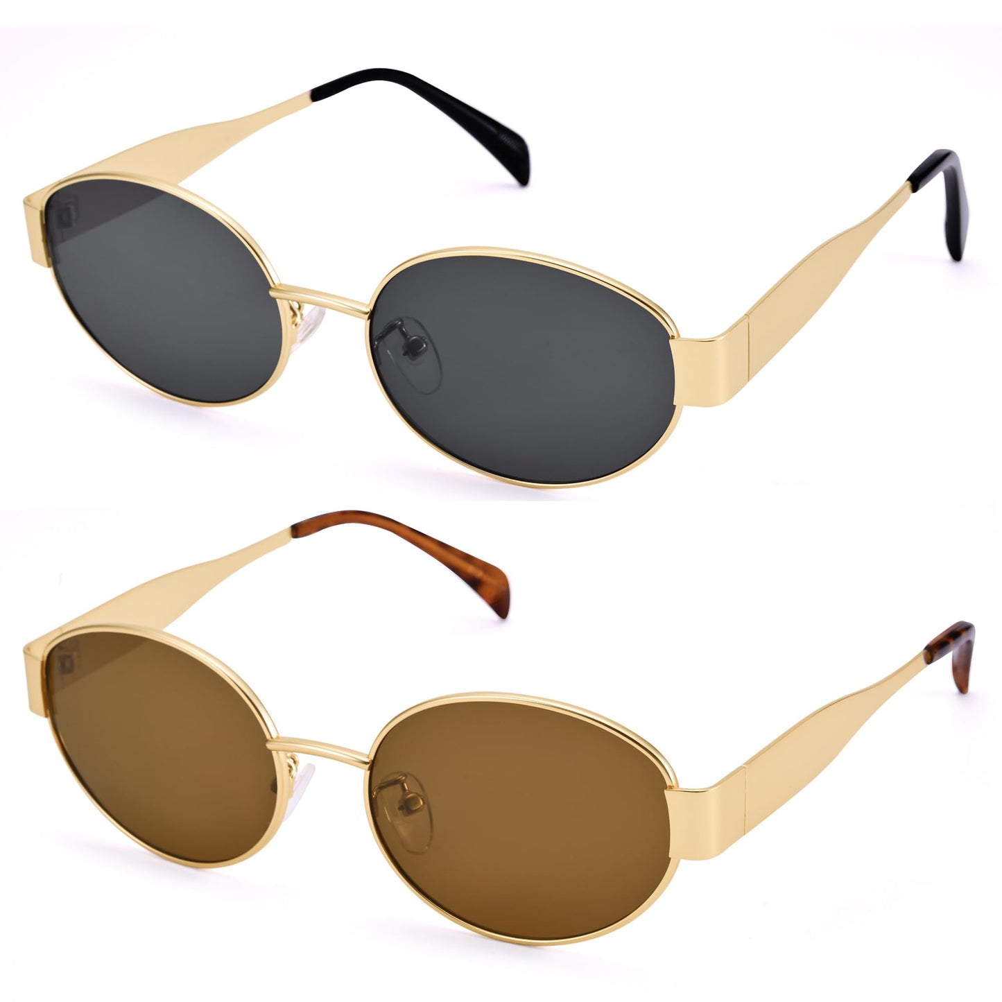 Retro Oval Gold Sun- Fashion Metal Frame Shades