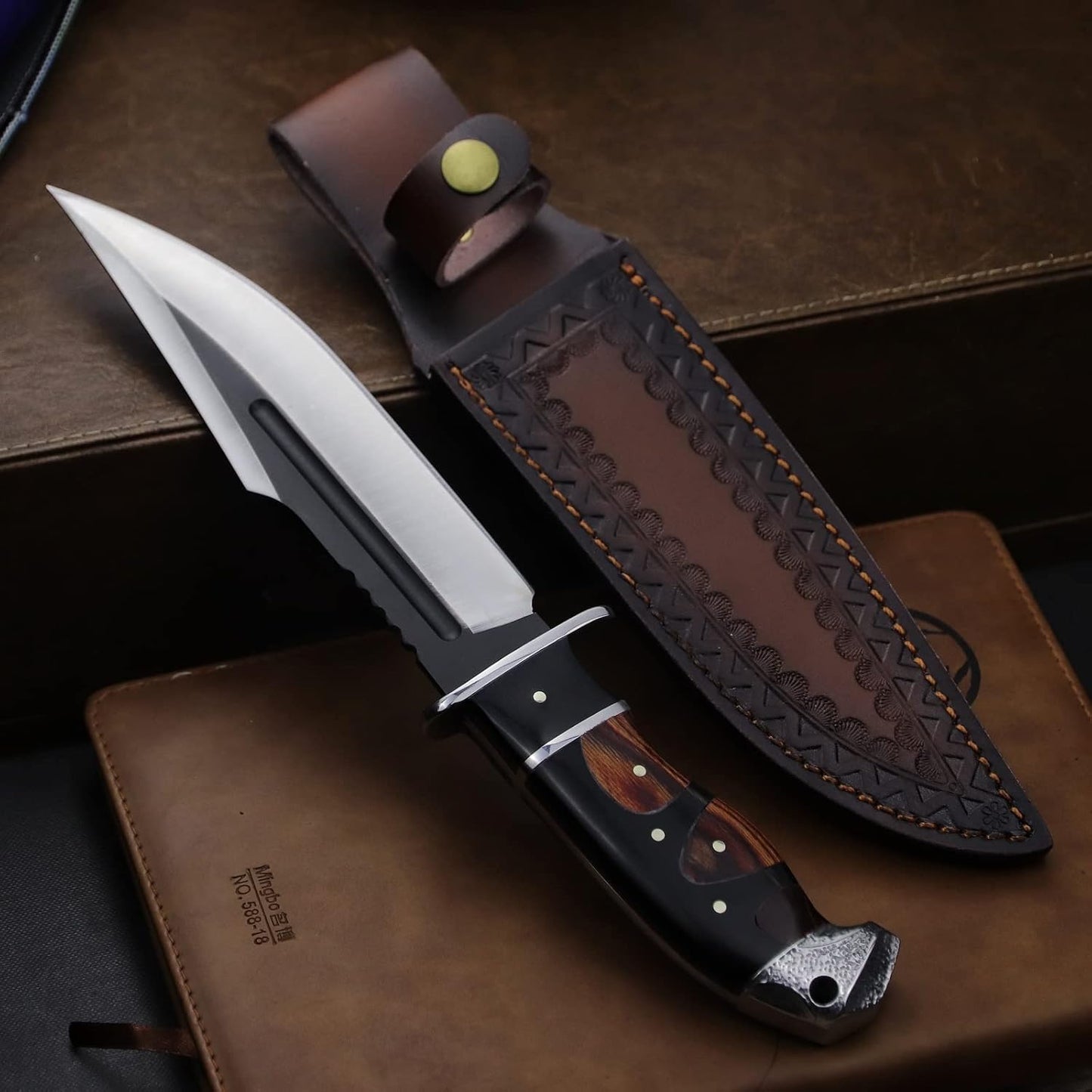 DeHong-88 Hunting Knife, 7.1" (about 18 cm) Fixed Blade Tactical knife ,Configure leather scabbard,Camping, survival, Slicing, Boning, Gift Collection