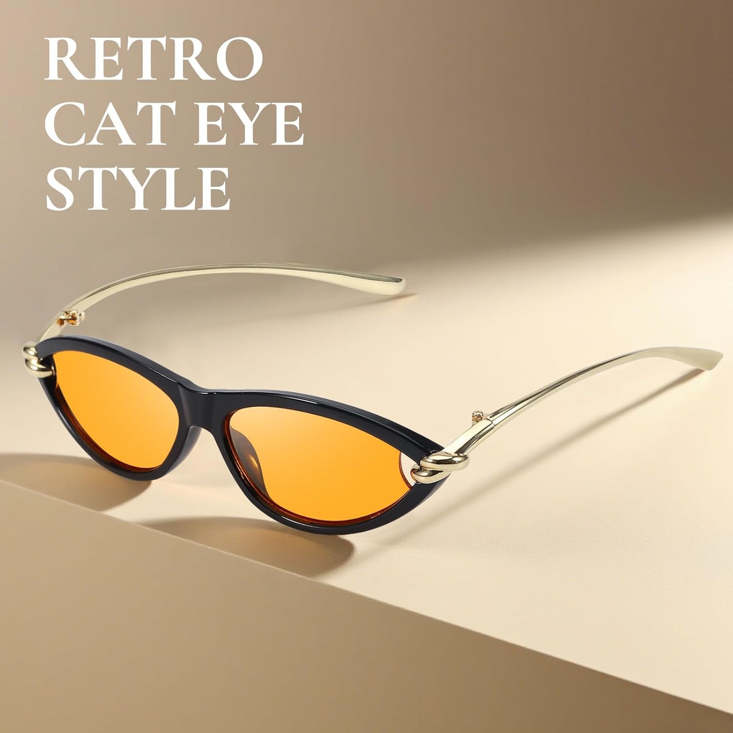 Cat Eye Sunglasses (gold accents).