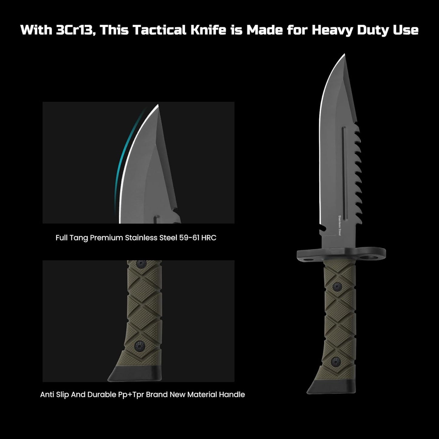 15" FIXED BLADE TACTICAL KNIFE