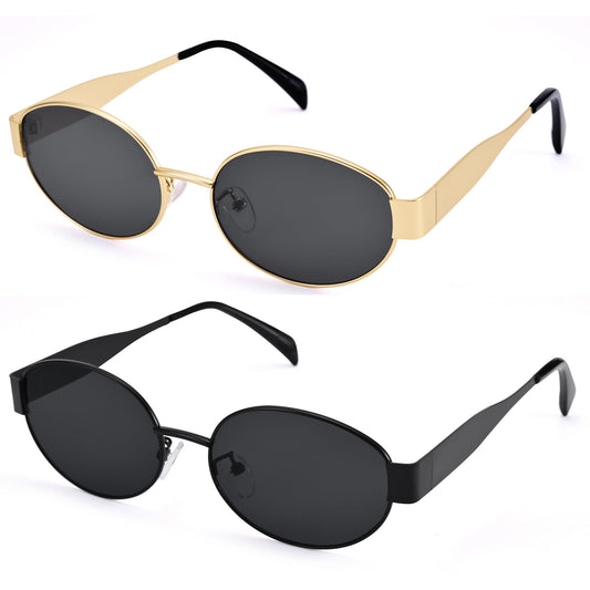 Retro Oval Gold Sun- Fashion Metal Frame Shades