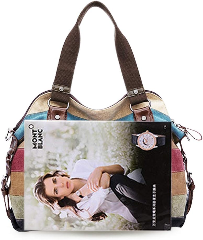 Canvas Handbag Multi-Color Striped Lattice Cross Body Shoulder Purse Bag Tote-Handbag for Women - PryTheory