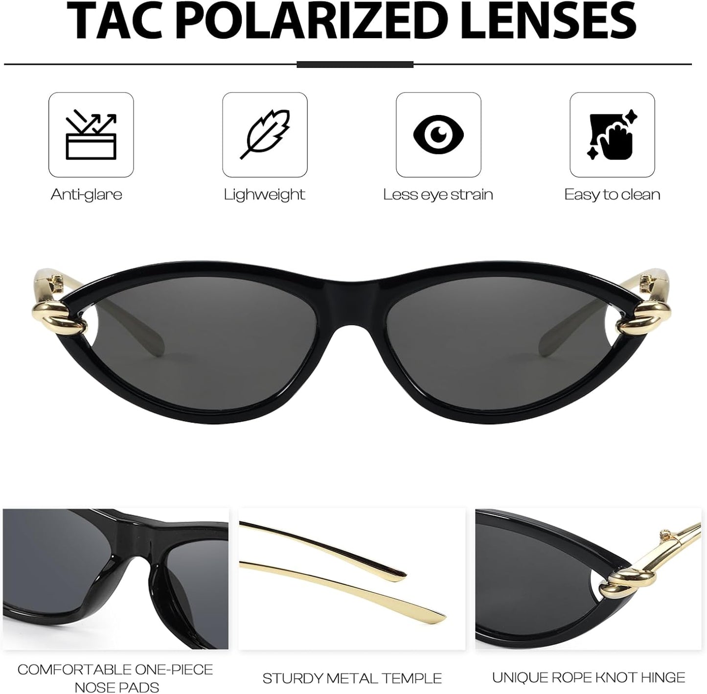 Cat Eye Sunglasses (gold accents).