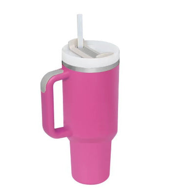 40 Oz Tumbler With Handle Straw Insulated, Stainless Steel Spill Proof Vacuum Coffee Cup Tumbler With Lid Tapered Mug Gifts For Valentine Lover Suitable For Car Gym Office Travel - PryTheory