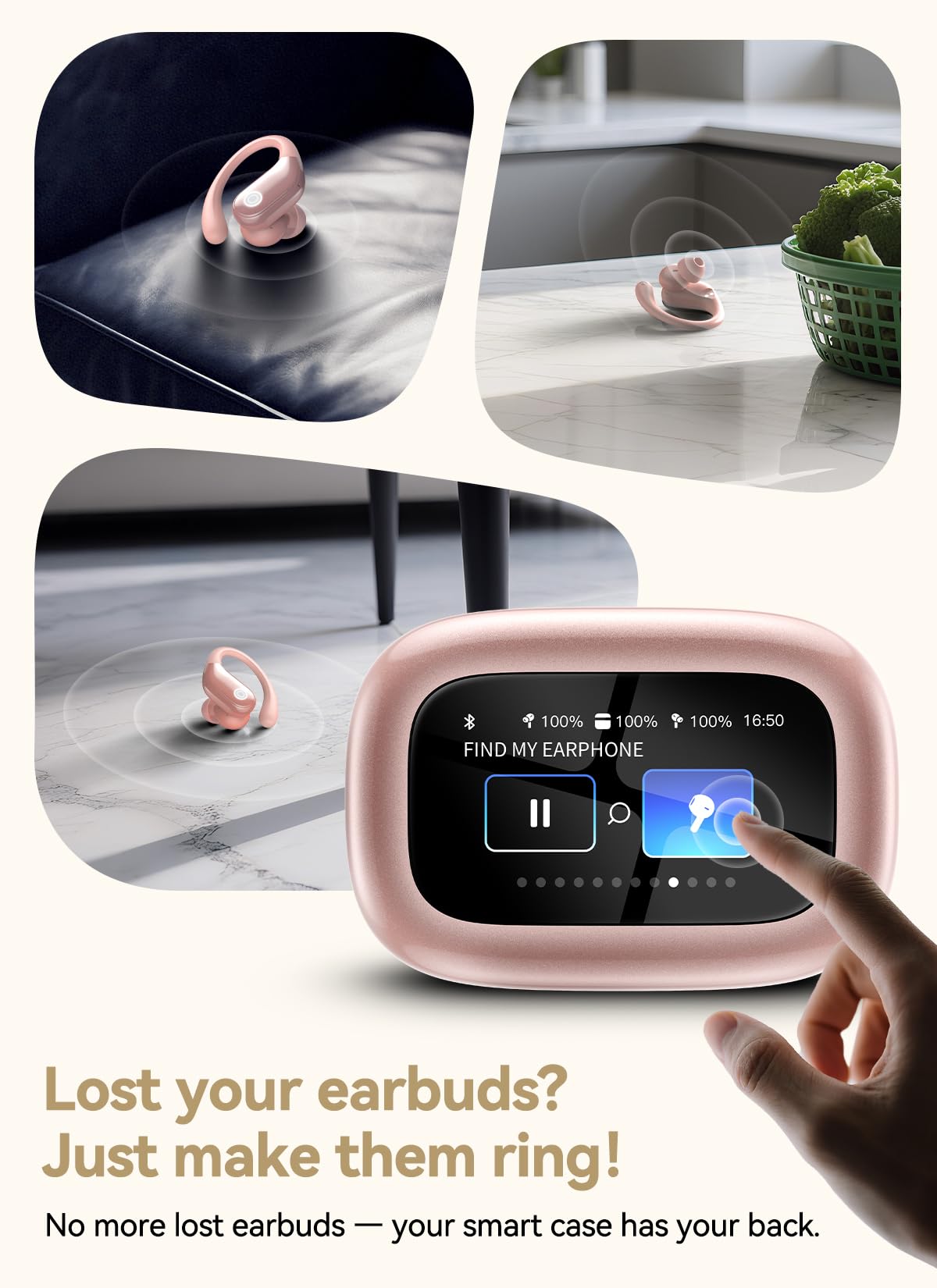 Wireless Earbuds (ENC Noise Cancelling with Multifunctional Touch Screen & Bluetooth 5.4).