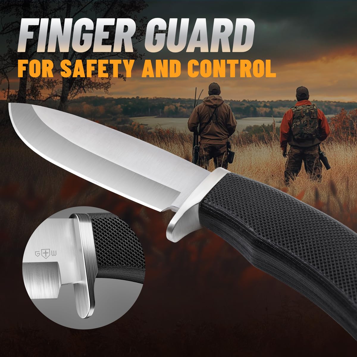 Hunting Knife with Sheath Survival Knives for Men - Best Tactical Camping Hunting Hiking Knife - Bushcraft Field Gear Accessories Tool - Fixed Blade Sharp Knofe with Rubber Handle for Men 148109