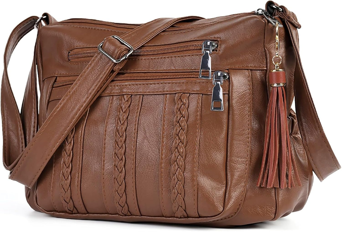 ELDA Purses for Women Pocketbooks Soft PU Leather Ladies Crossbody Purse Multi Pocket Shoulder Bag - PryTheory