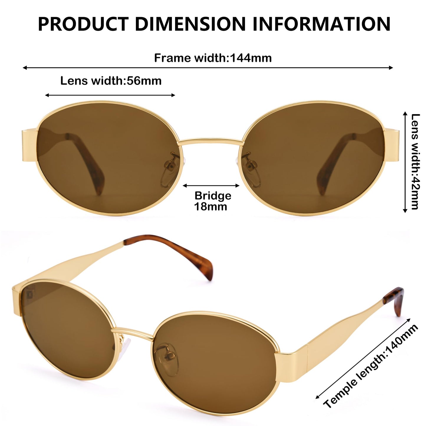 Retro Oval Gold Sun- Fashion Metal Frame Shades