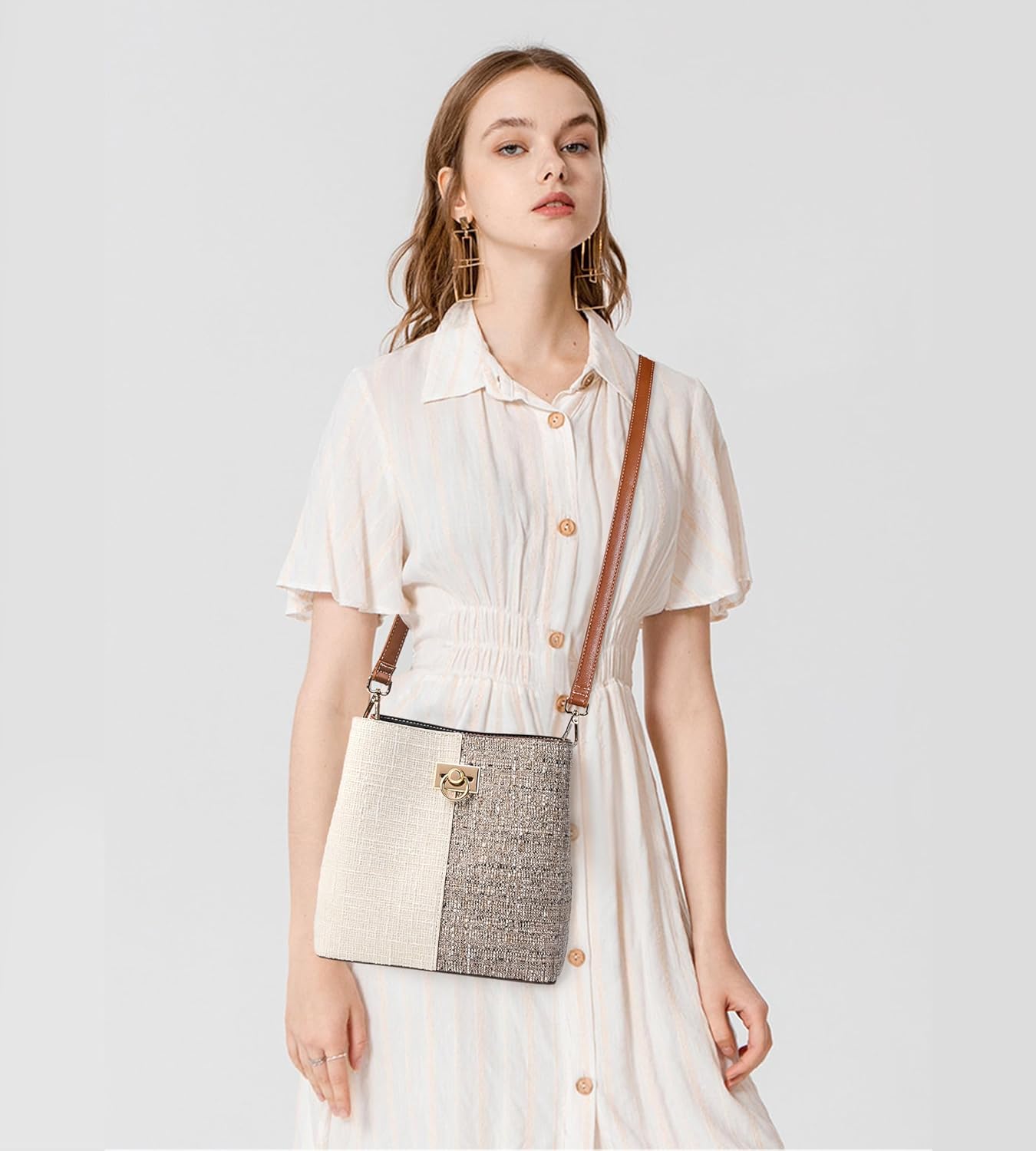 KALIDI Crossbody Purses for Women Vegan Leather Bucket Bag Fashion Ladies Crossbody Handbag Shoulder Purse with Multi Pockets - PryTheory