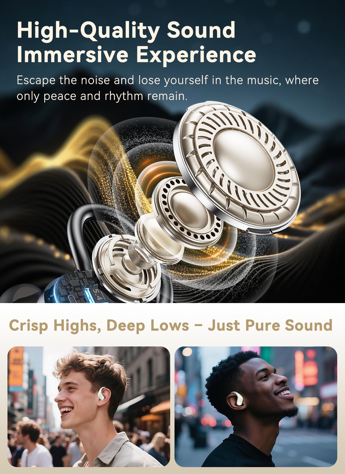 Wireless Earbuds (ENC Noise Cancelling with Multifunctional Touch Screen & Bluetooth 5.4).
