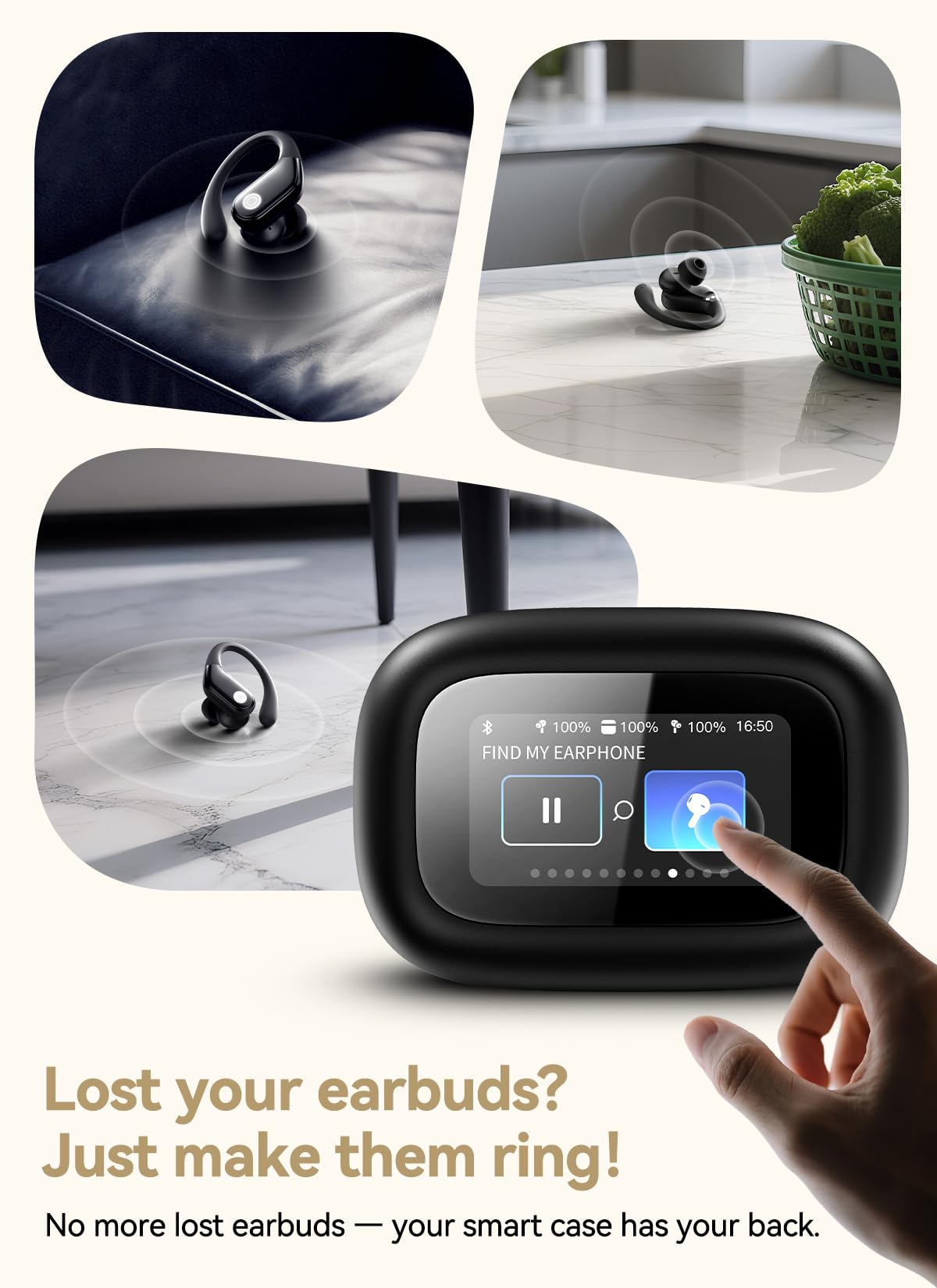 Wireless Earbuds (ENC Noise Cancelling with Multifunctional Touch Screen & Bluetooth 5.4).