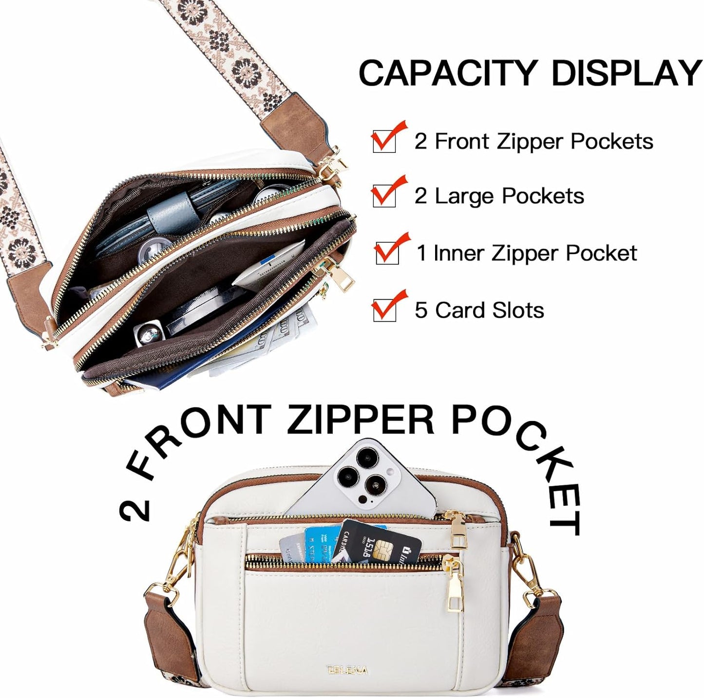 Telena Crossbody Purse for Women Small Crossbody Bags Trendy Vegan Leather with Adjustable Shoulder Strap - PryTheory