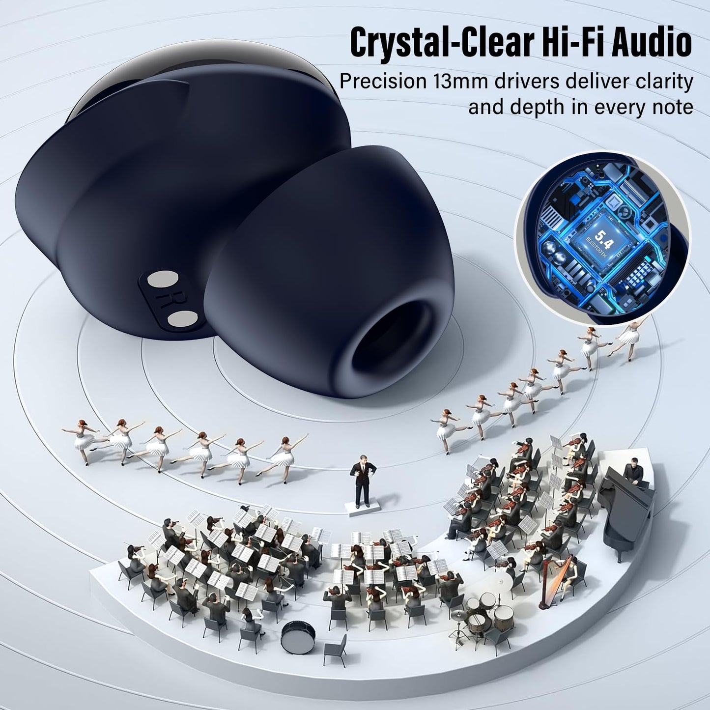Sleep Earbuds (Bluetooth 5.4-Smart Touch Screen-48H Playtime-IPX7 Waterproof).