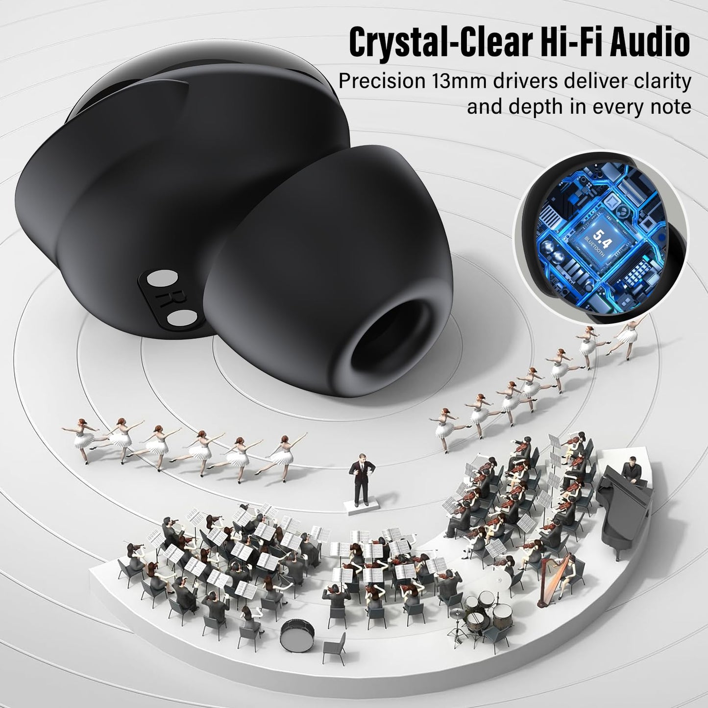 Sleep Earbuds (Bluetooth 5.4-Smart Touch Screen-48H Playtime-IPX7 Waterproof).