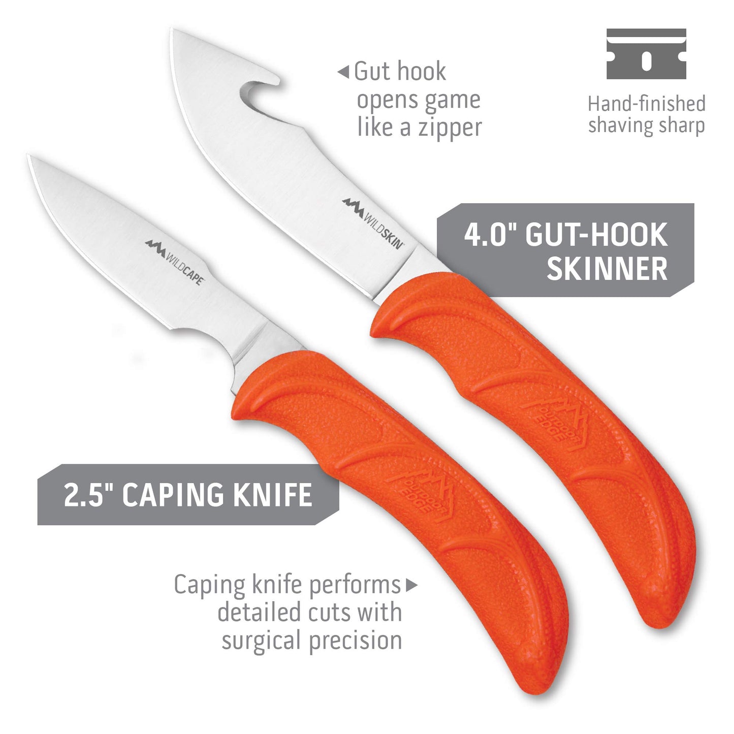OUTDOOR EDGE WildLite - 6-Piece Field to Freezer Hunting & Game Processing Knife Set with Gut Hook Blade, Caping Knife - Hunting Knives for Gutting Deer with Case - Deer & Elk Accessories