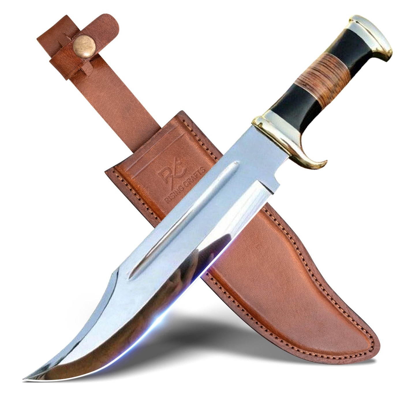 14" Crocodile Dundee Bowie Knife With Leather Sheath