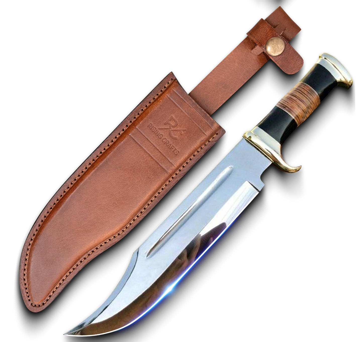 14" Crocodile Dundee Bowie Knife With Leather Sheath