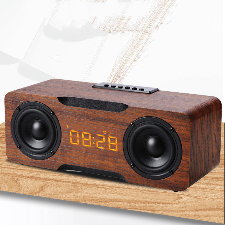 Wooden Clock Bluetooth Speaker, Support U Disk TF Card Function, Home Desktop Speaker - PryTheory