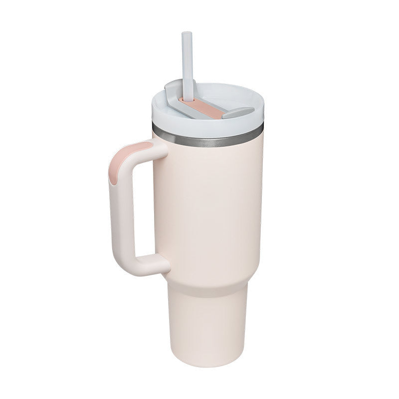 40 Oz Tumbler With Handle Straw Insulated, Stainless Steel Spill Proof Vacuum Coffee Cup Tumbler With Lid Tapered Mug Gifts For Valentine Lover Suitable For Car Gym Office Travel - PryTheory