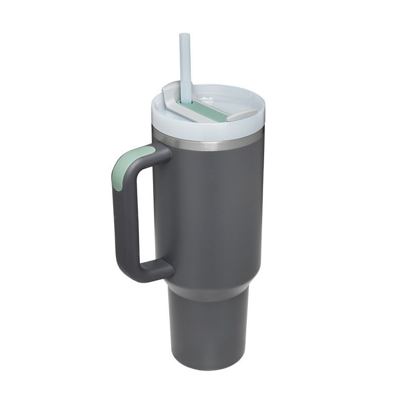 40 Oz Tumbler With Handle Straw Insulated, Stainless Steel Spill Proof Vacuum Coffee Cup Tumbler With Lid Tapered Mug Gifts For Valentine Lover Suitable For Car Gym Office Travel - PryTheory