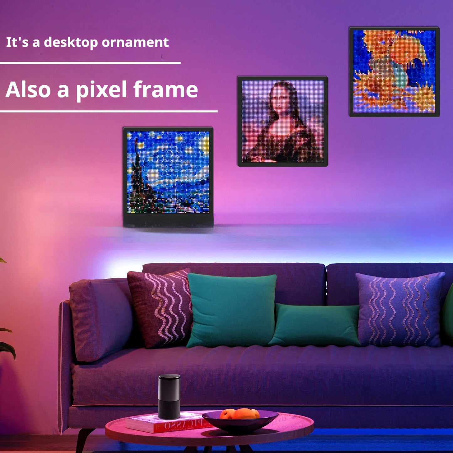 Bluetooth Game Tables LED Atmosphere Desktop Decoration DIY Photo Frame Gift Graffiti Pixel Screen - PryTheory