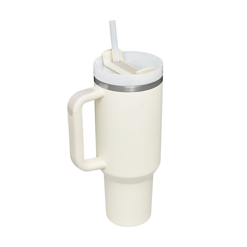 40 Oz Tumbler With Handle Straw Insulated, Stainless Steel Spill Proof Vacuum Coffee Cup Tumbler With Lid Tapered Mug Gifts For Valentine Lover Suitable For Car Gym Office Travel - PryTheory