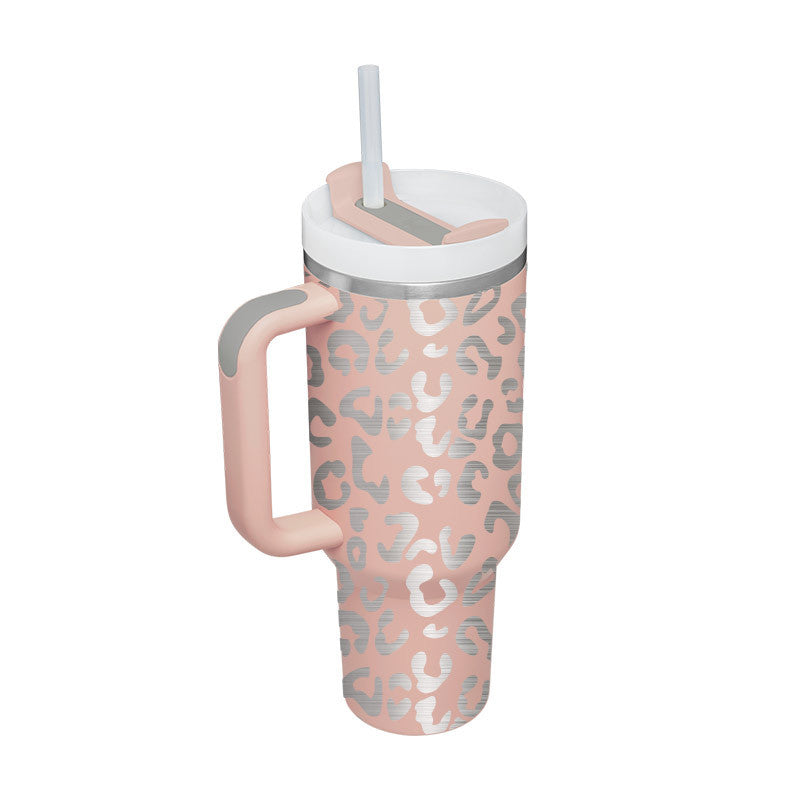 40 Oz Tumbler With Handle Straw Insulated, Stainless Steel Spill Proof Vacuum Coffee Cup Tumbler With Lid Tapered Mug Gifts For Valentine Lover Suitable For Car Gym Office Travel - PryTheory